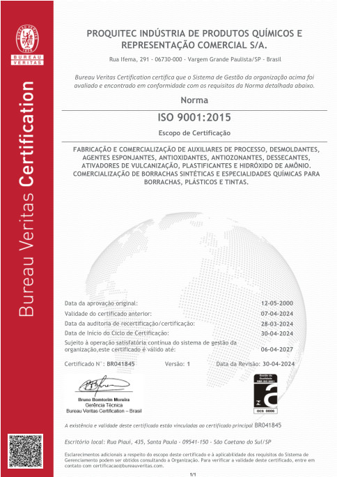 Certificação Proquitec ISO 9001